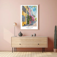 Charming Watercolor Charleston Street Scene Travel Poster PosterGoat