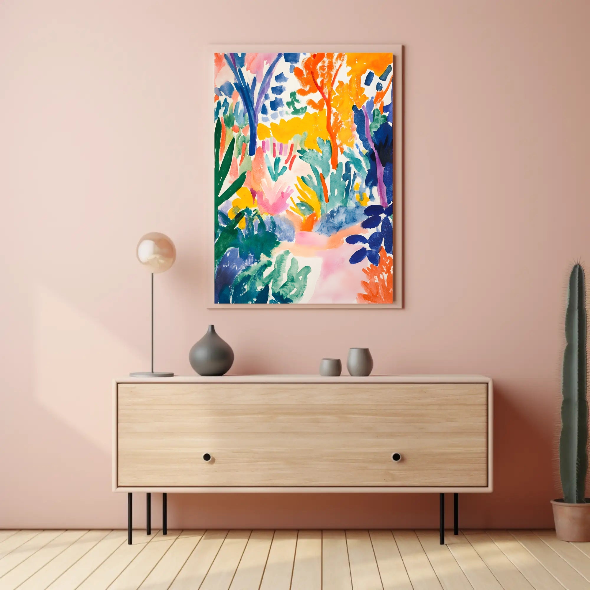 Vibrant Watercolor Forest Scene Abstract, Artistic, or Pop Culture Poster