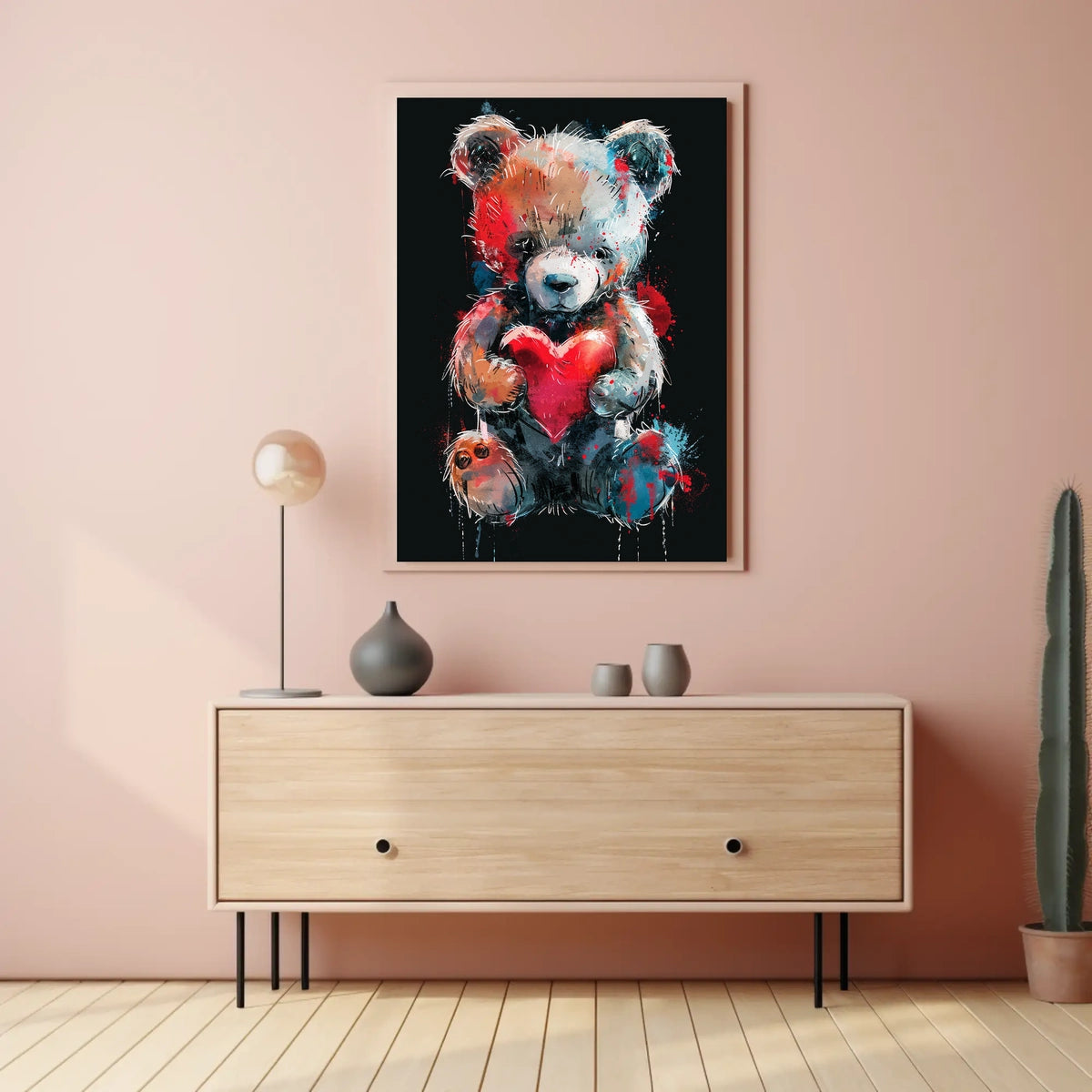 Heartfelt Colors Whimsical Teddy Bear Art Poster