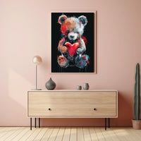 Heartfelt Colors Whimsical Teddy Bear Art Poster
