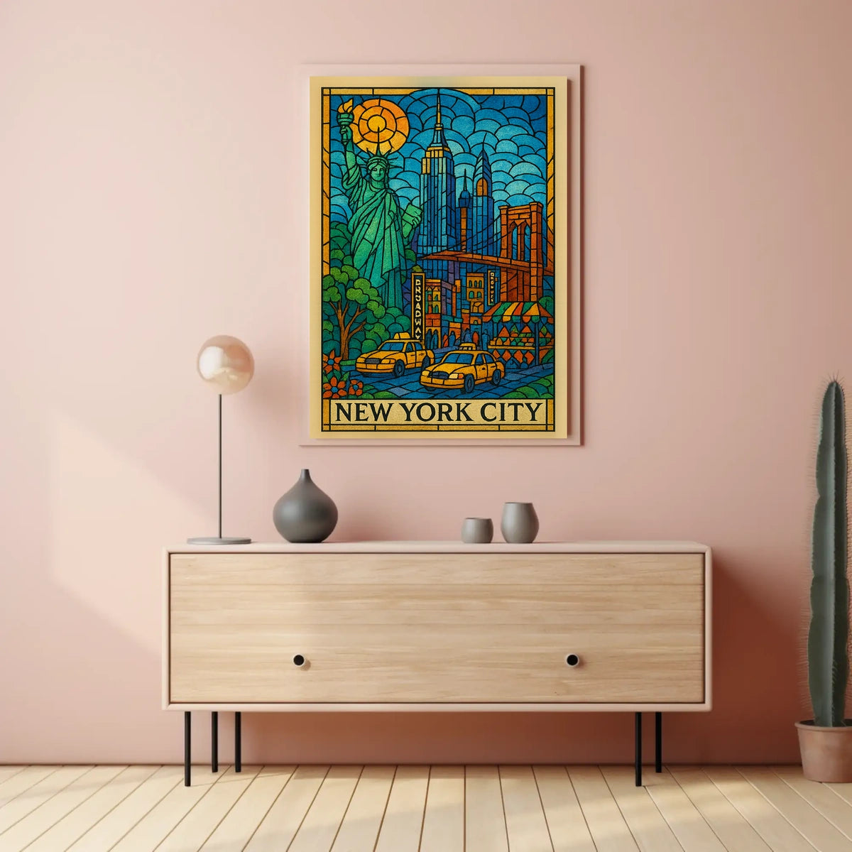 New York City Iconic Landmarks Poster Abstract Wall Art