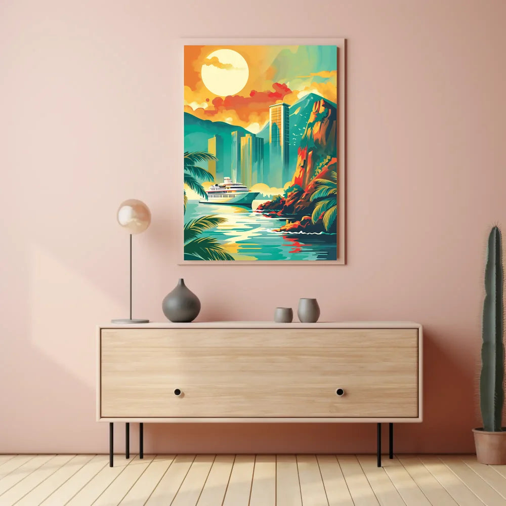 Vintage Parisian Skyline Art Deco Poster