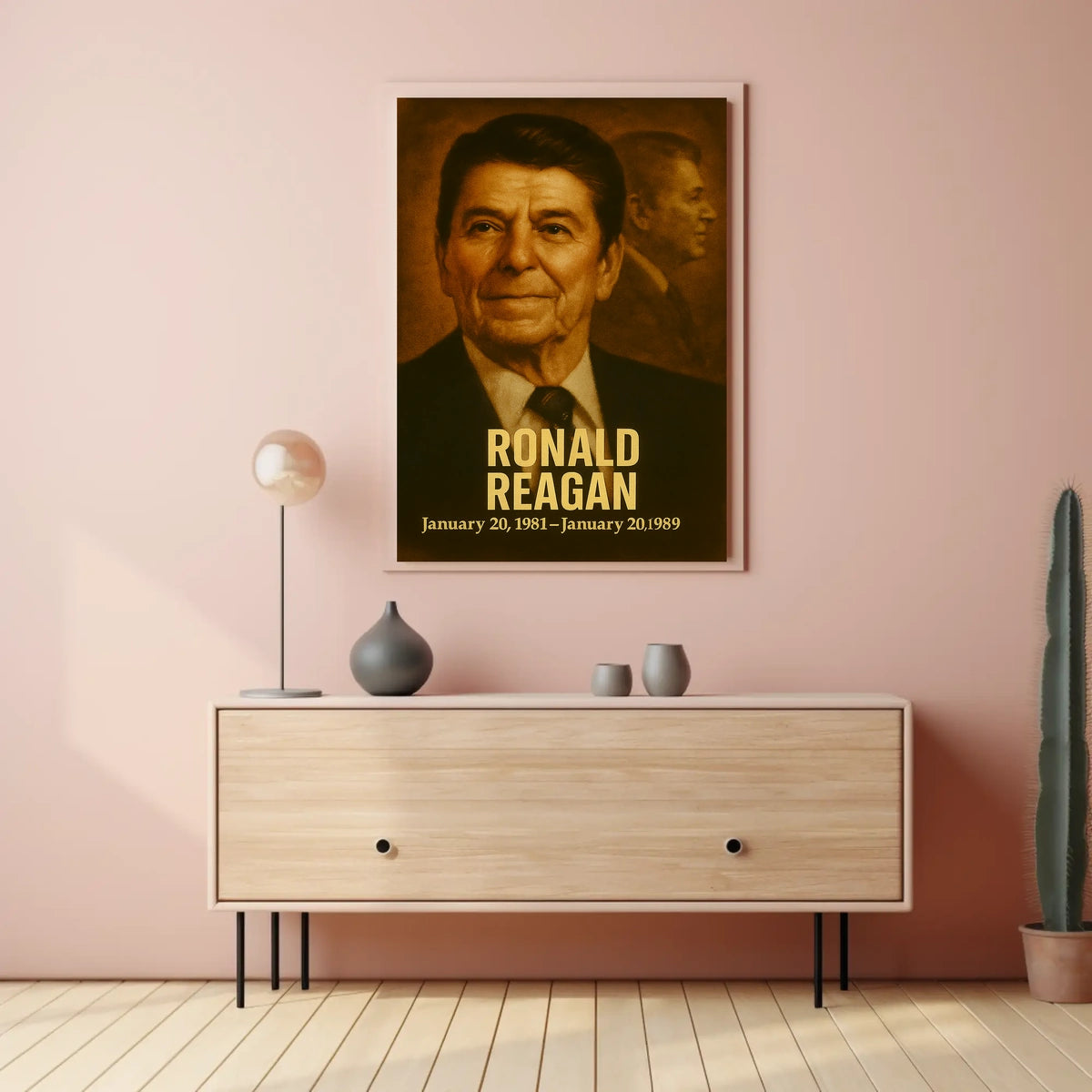 Ronald Reagan Presidential Poster Vintage Analog Film Aesthetic Wall Art Portrait Print For History Lovers