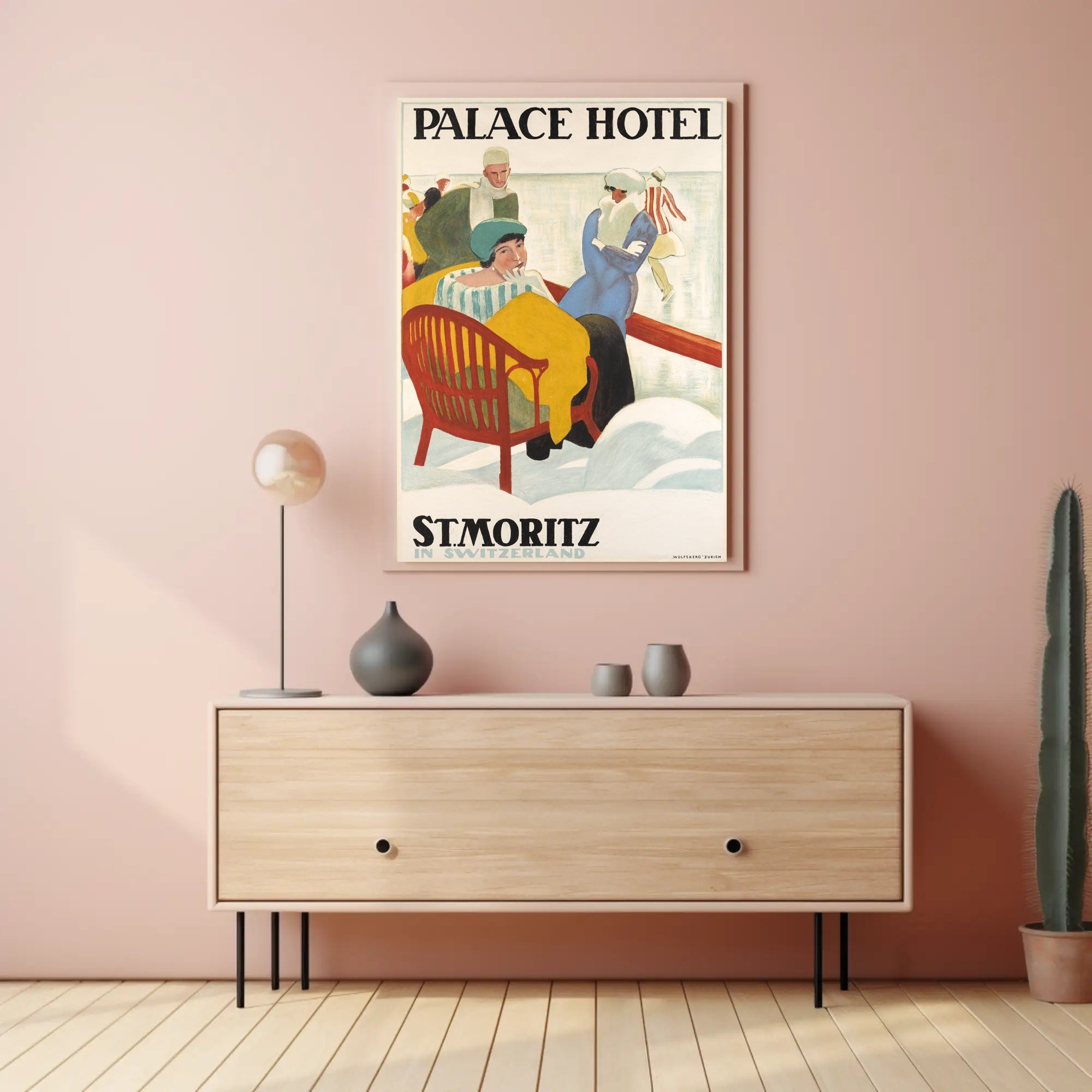 Vintage Luxury Winter Retreat in Swiss Alps Travel Poster PosterGoat