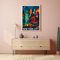 Iconic New York City Poster Vibrant Landmark Artwork Lovers