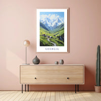 Georgia Caucasus Mountains Tranquil Landscape Travel Poster PosterGoat