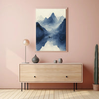 Tranquil Journey Through Misty Mountains Art Print Poster PosterGoat