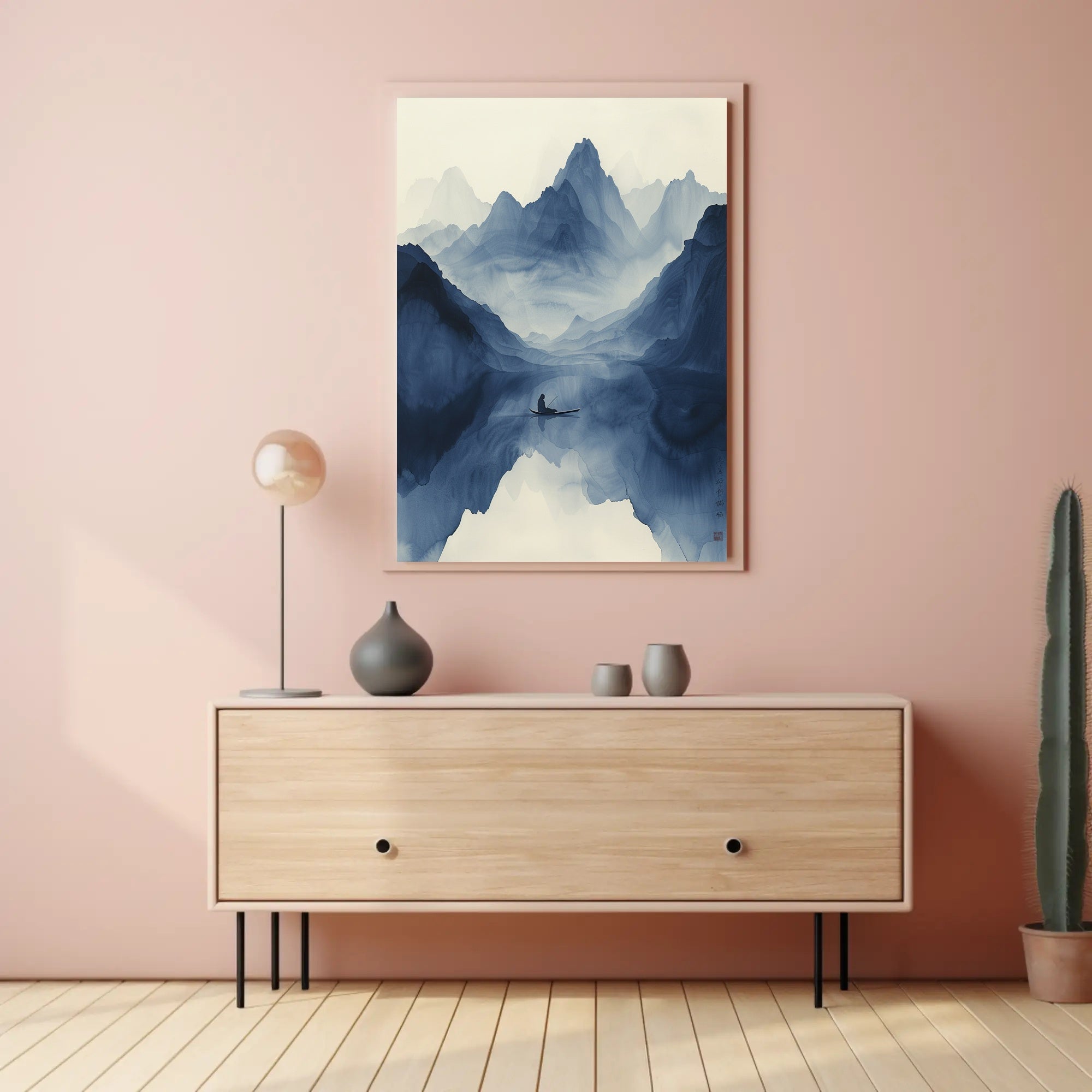 Tranquil Journey Through Misty Mountains Art Print Poster PosterGoat