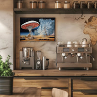 Surreal Landscape with Skeletal Wanderer Fantasy Poster