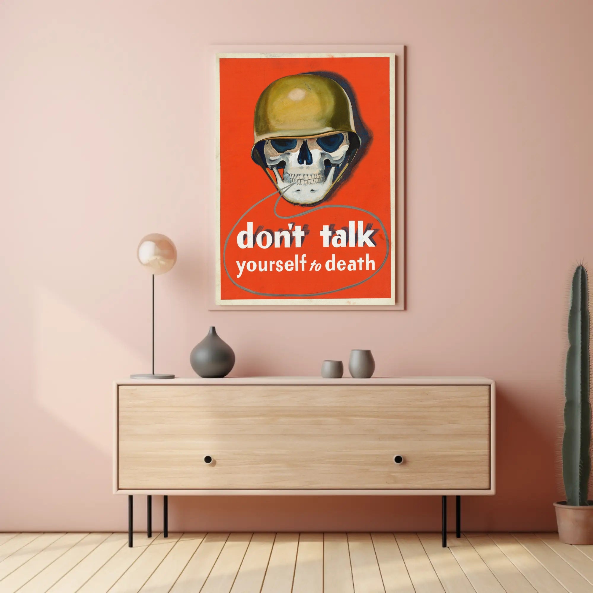 Skull with Military Helmet WWII Era Propaganda Poster