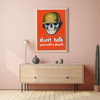 Skull with Military Helmet WWII Era Propaganda Poster