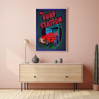 The Surf Station Neon Art Poster PosterGoat
