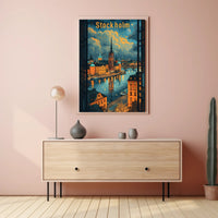 Stockholm Evening Skyline Poster