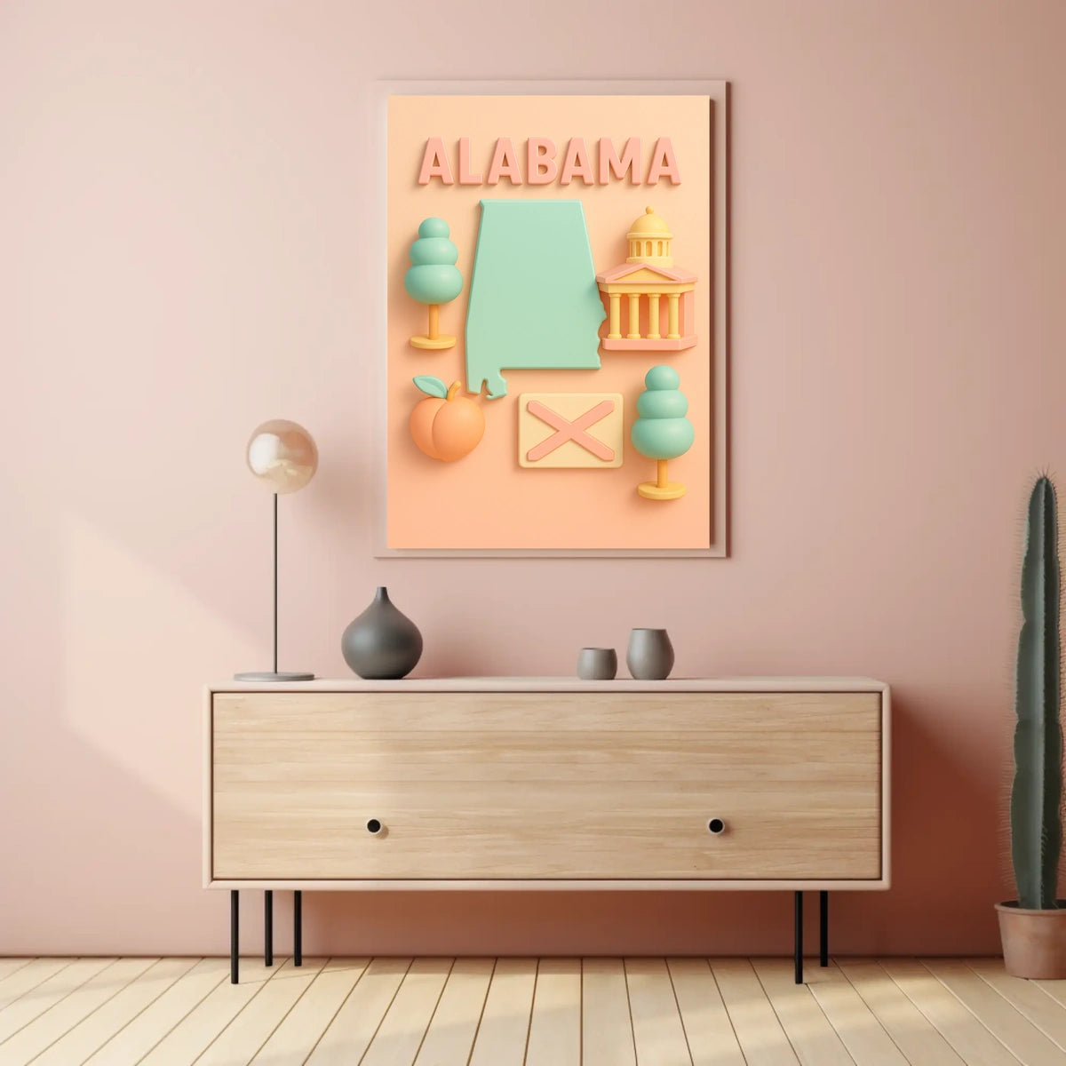 Alabama State Icons Poster