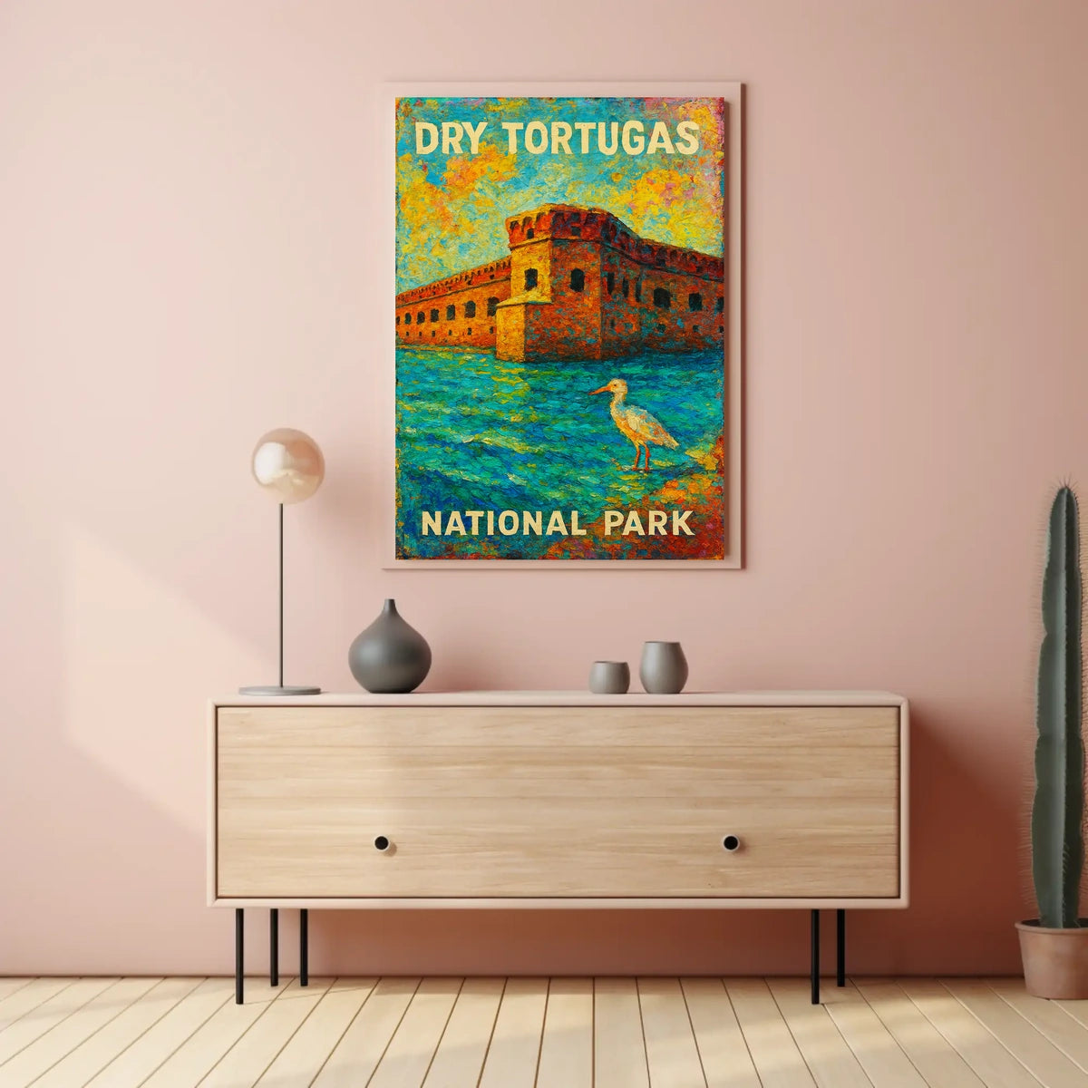 Dry Tortugas National Park Scenic Travel Wall Art Print Vintage Coastal Souvenir Decor Poster
