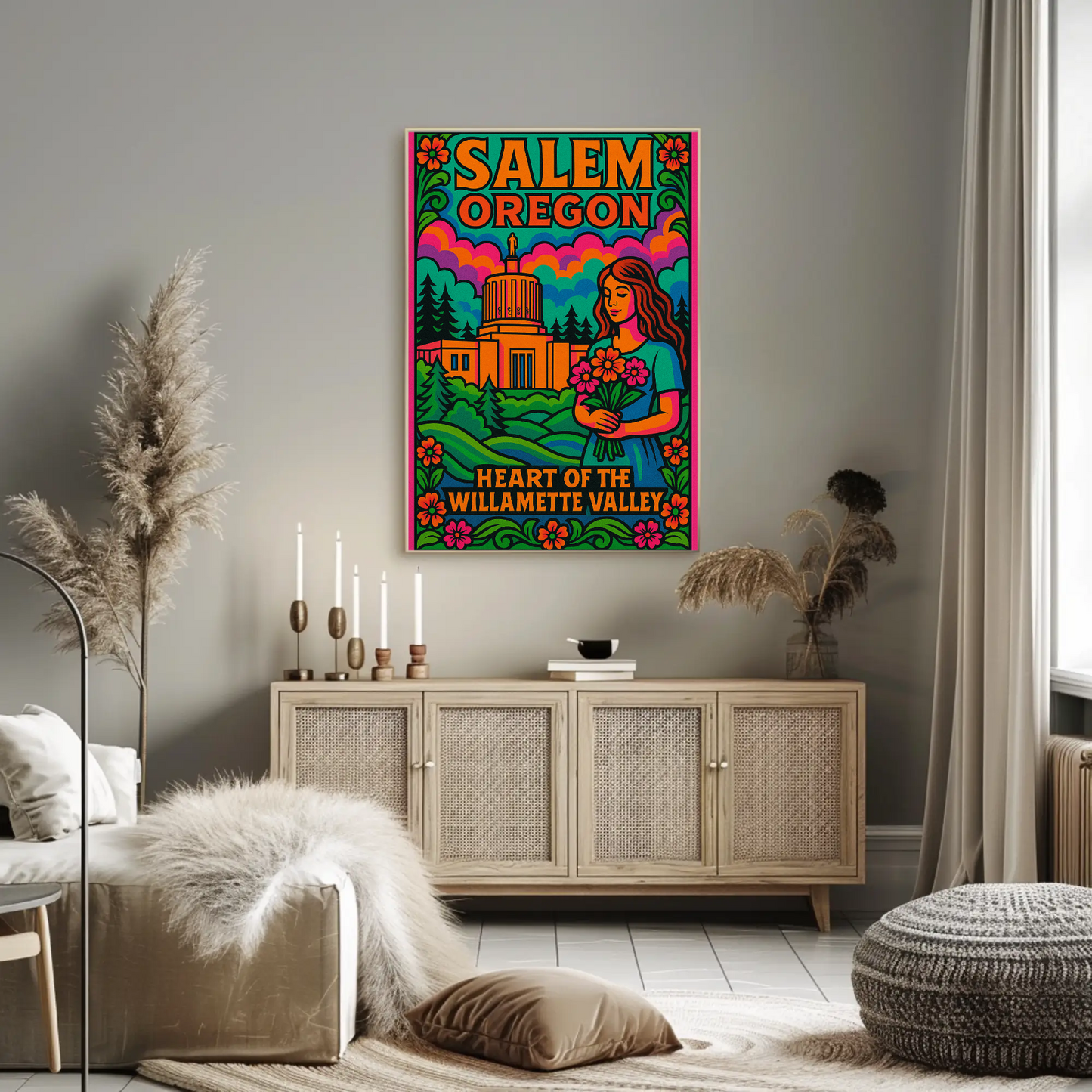 Salem Oregon Willamette Valley Travel Poster