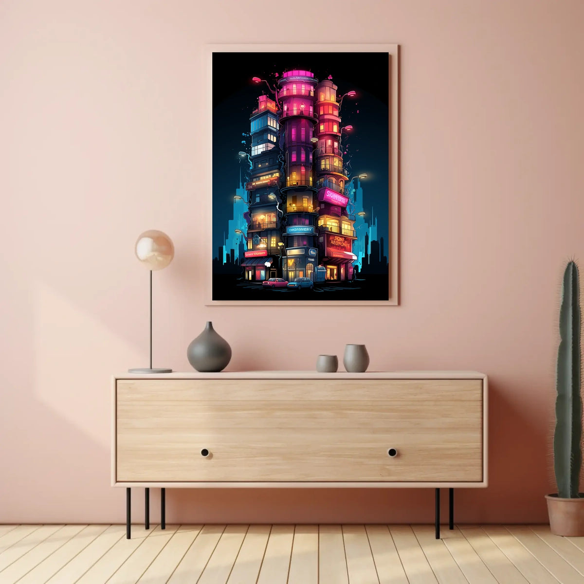 Neon Cityscape Poster