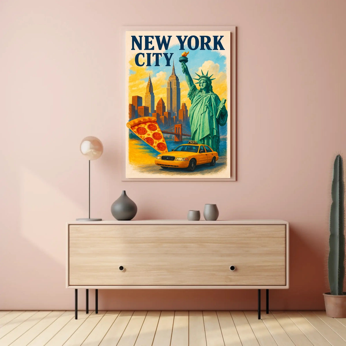 New York City Icons Cityscape Poster Modern Wall Art