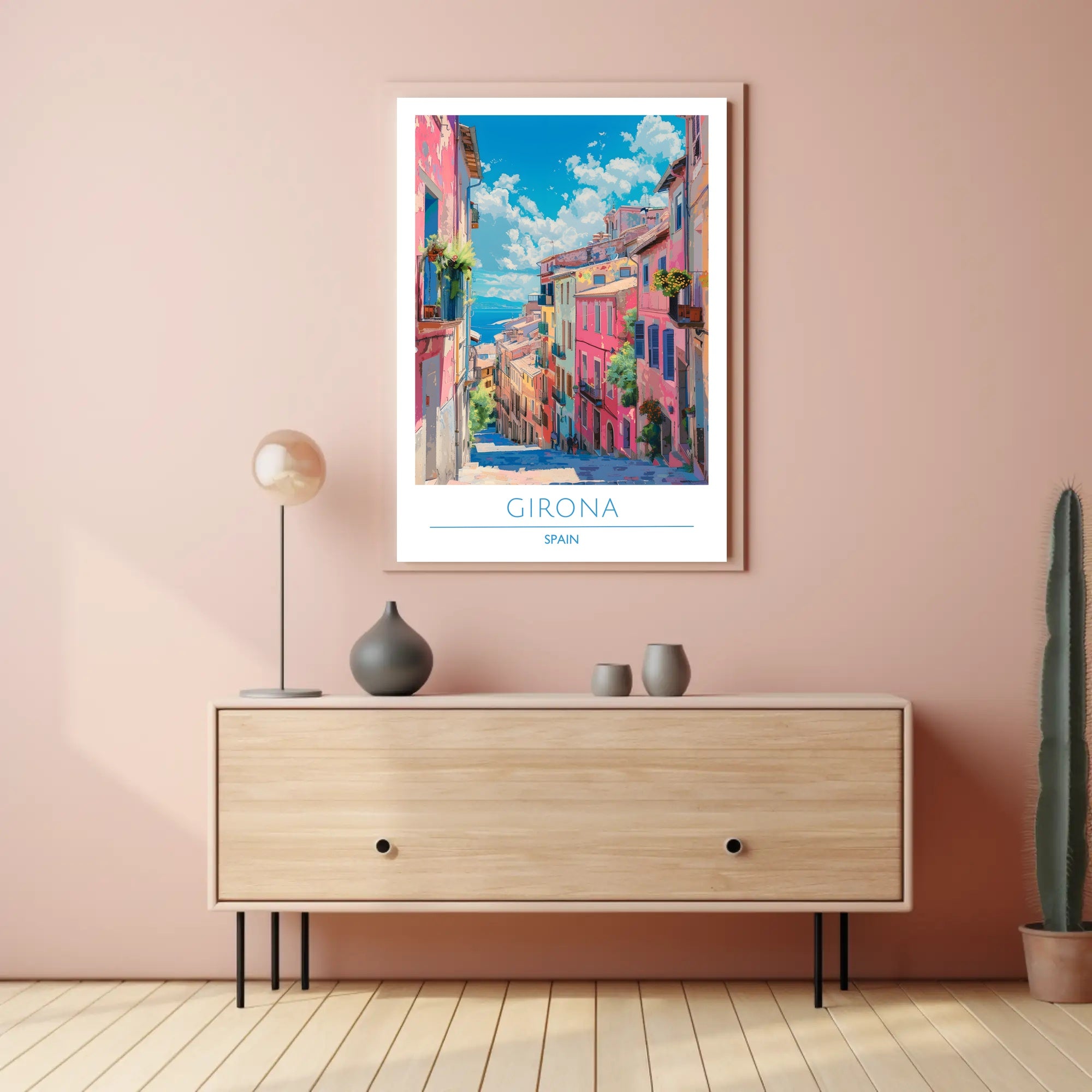 Colorful Streets of Girona Poster