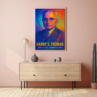 Harry S. Truman 33rd President of the United States Neon Gradient Overlay Poster