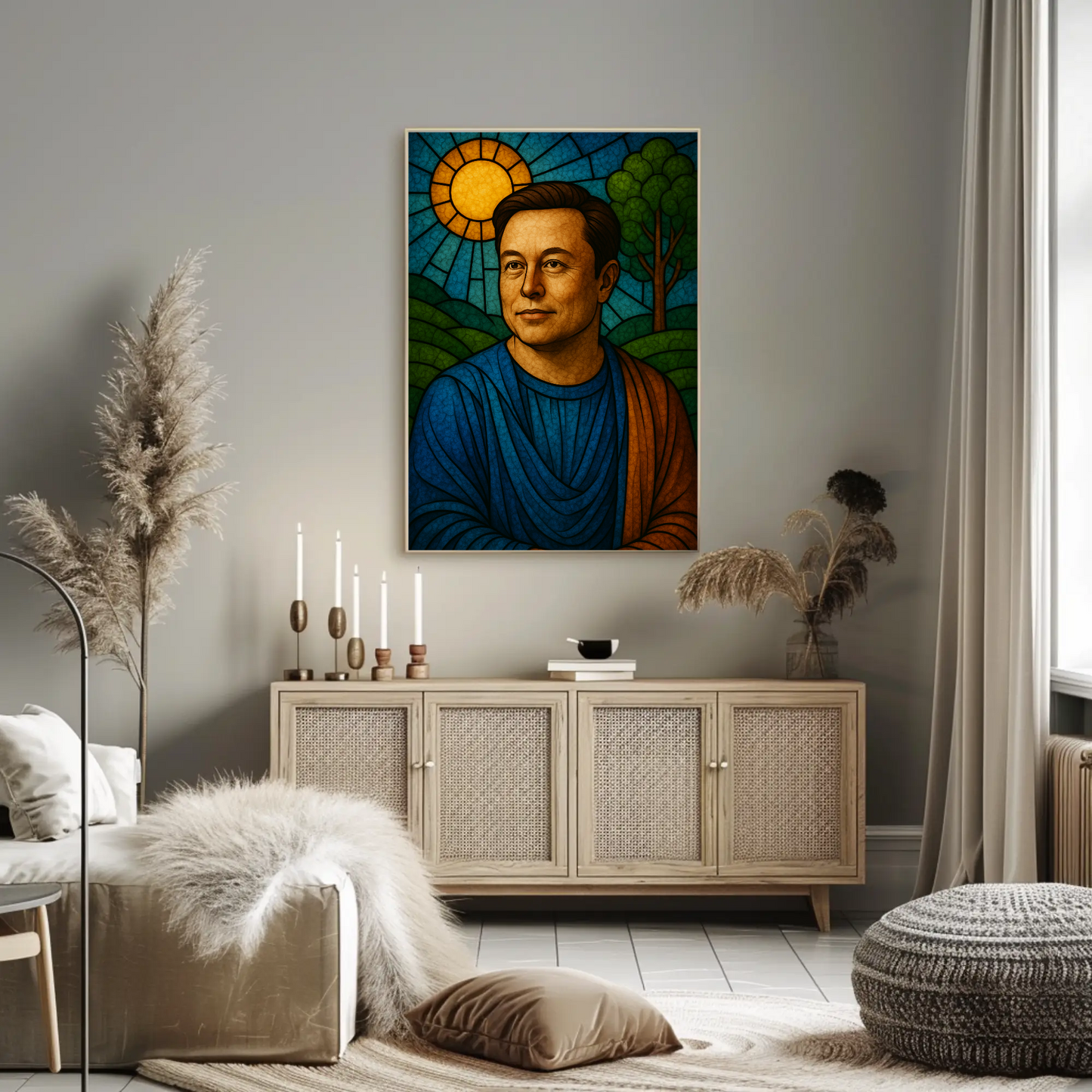 Elon Musk Modern Icon Stained Glass Poster