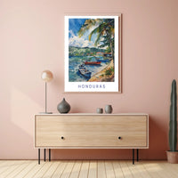Honduras Coastal Serenity Watercolor Travel Poster PosterGoat