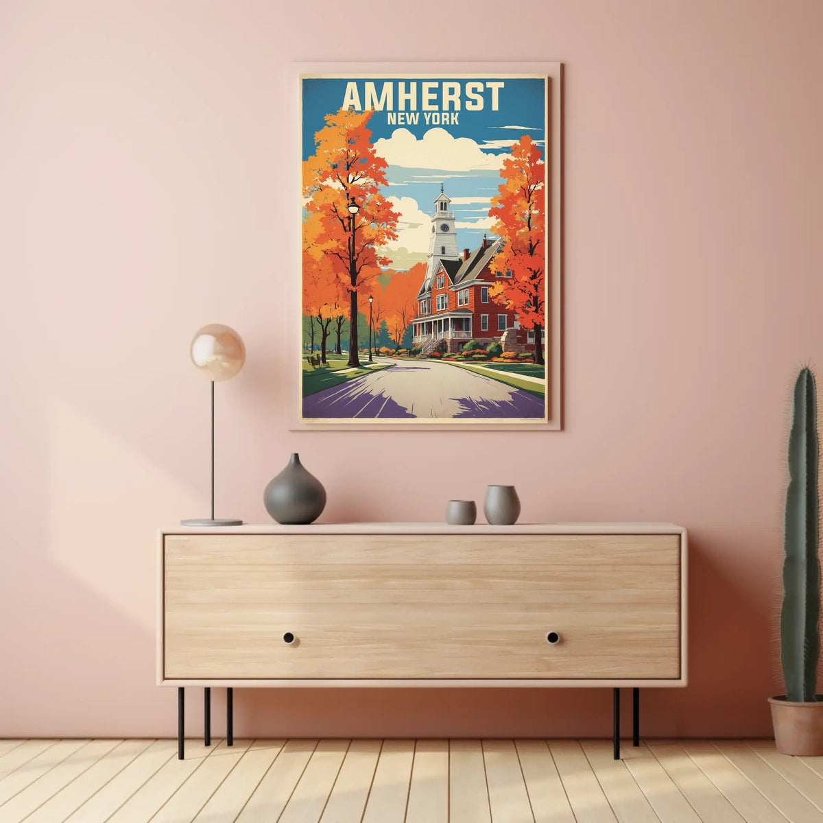 Serene Autumn Scene in Amherst Travel Poster