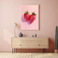 Strawberries in Geometric Design Abstract or Artistic Poster PosterGoat
