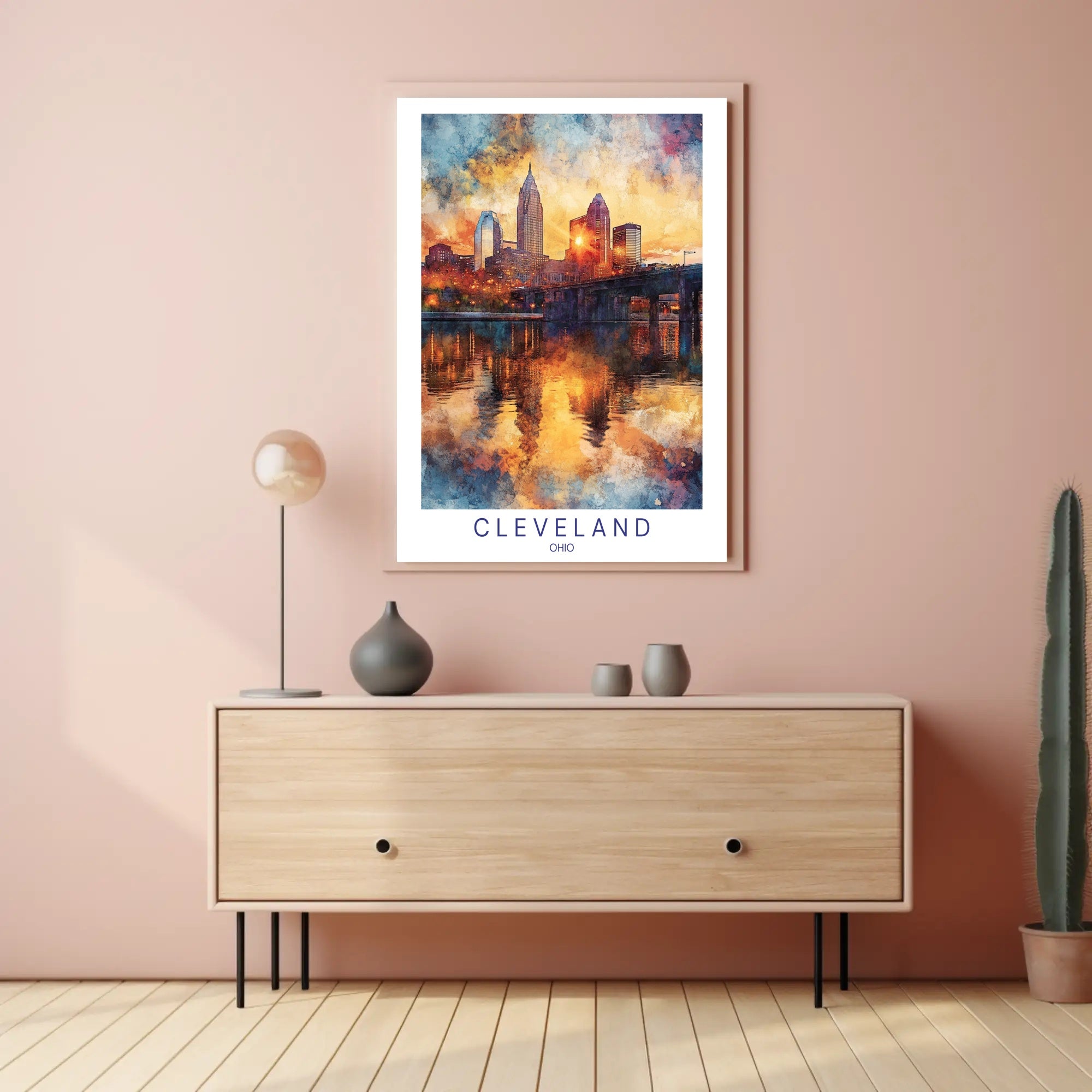 Cleveland Skyline at Sunset Poster PosterGoat