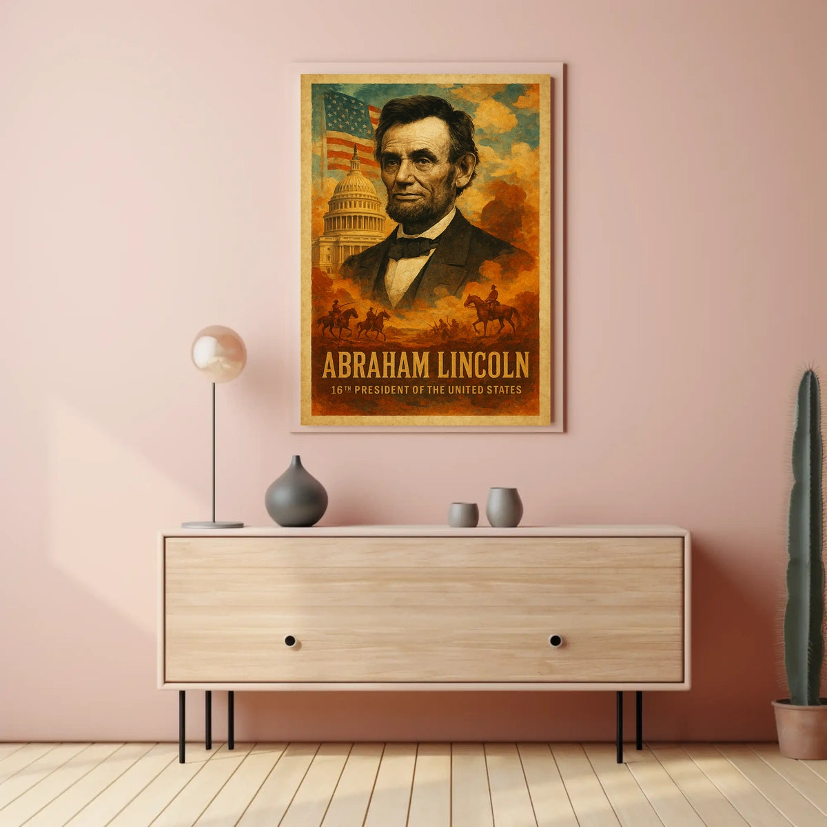 Abraham Lincoln 16th President of the United States Layered Digital Collage Poster