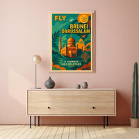 Brunei Golden Mosque Travel Vintage Style Poster PosterGoat