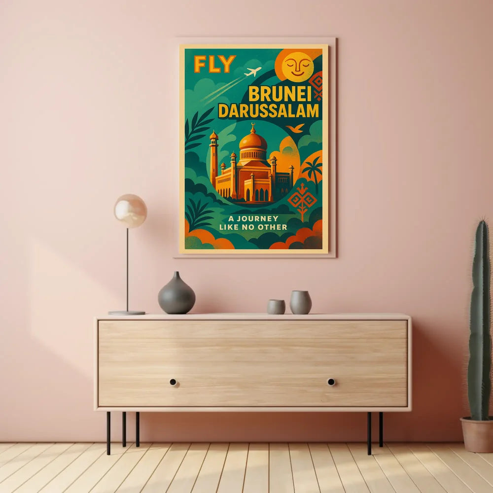 Brunei Golden Mosque Travel Vintage Style Poster PosterGoat
