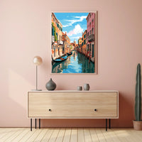 Venice Canal Scene Vibrant Modern Art Poster