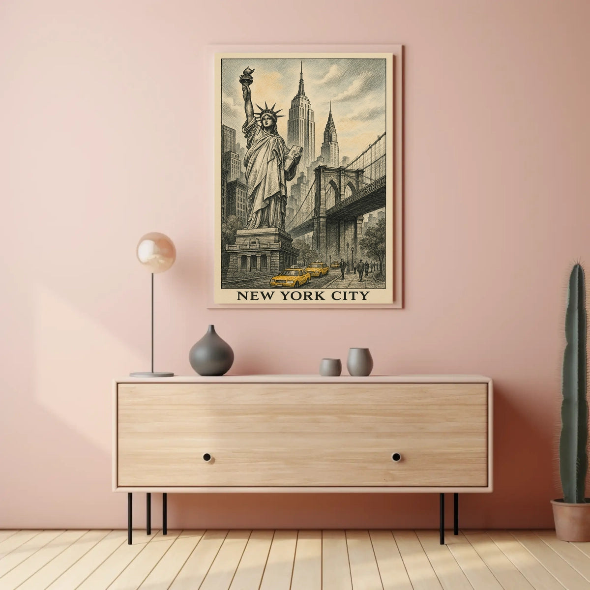 New York City Poster Vintage Travel Cityscape Wall Art