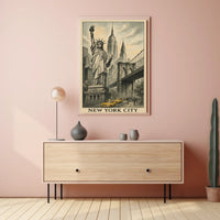 New York City Poster Vintage Travel Cityscape Wall Art