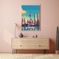 Shanghai Skyline Illustration Poster