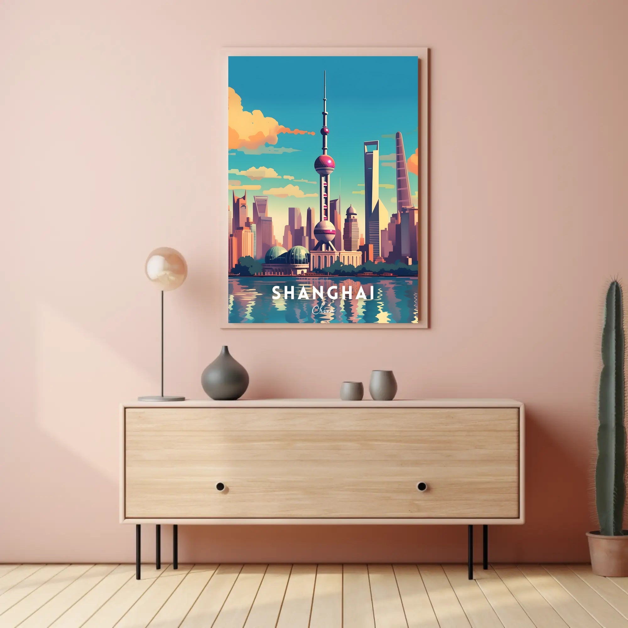 Shanghai Skyline Illustration Poster