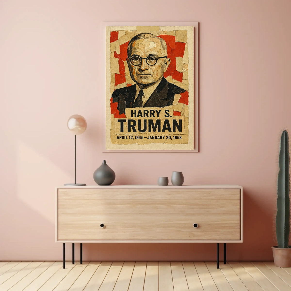 Harry S. Truman 33rd President of the United States Layered paper Collage Poster