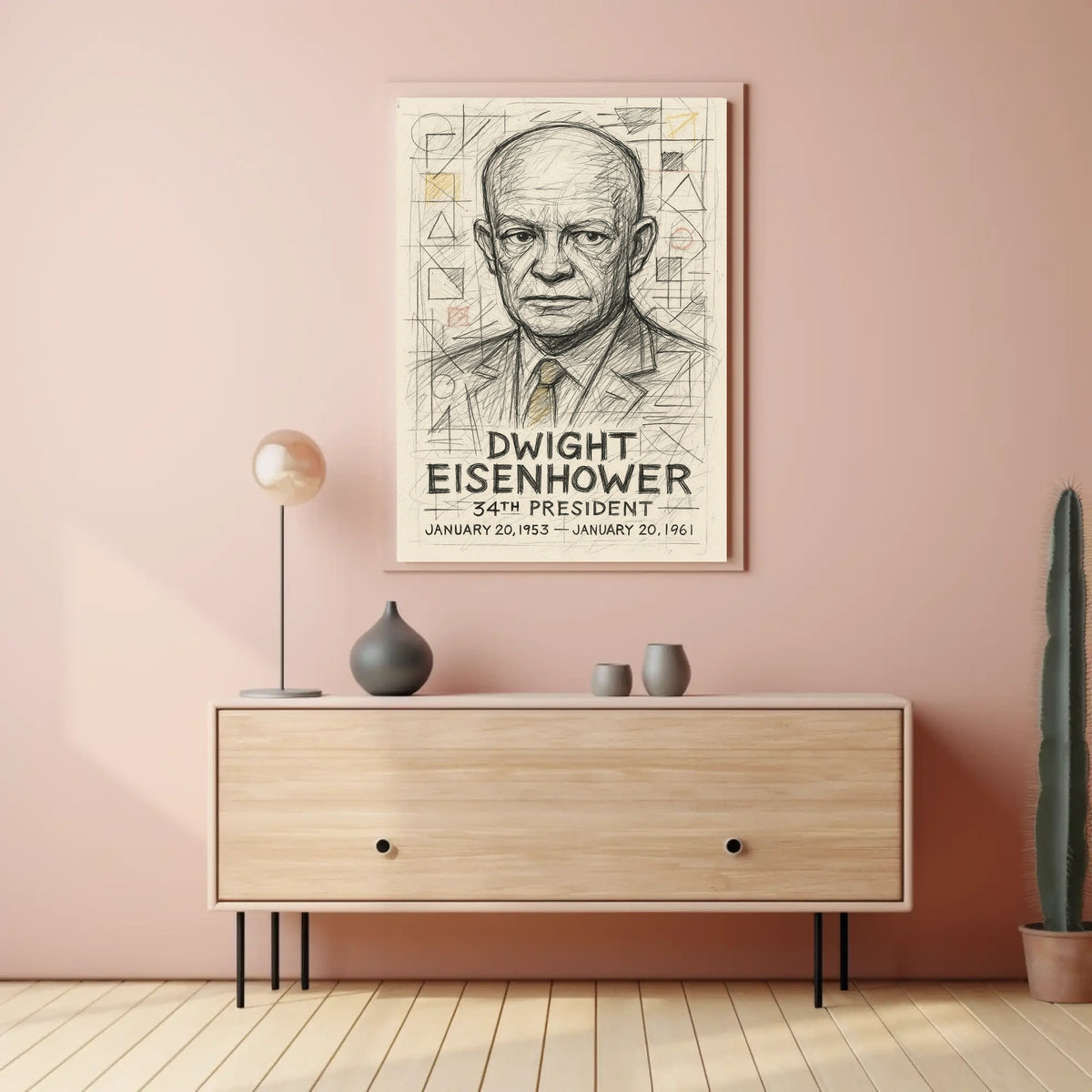 Dwight Eisenhower Vintage Sketch Line Art Collectors Poster