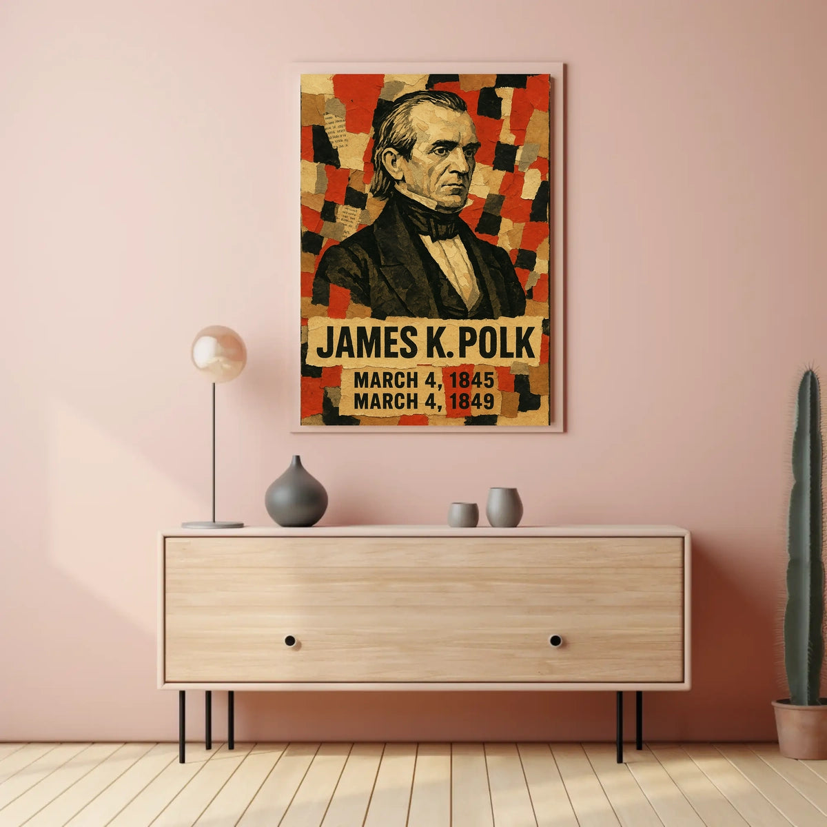James K. Polk 11th President of the United States Layered paper Collage Poster