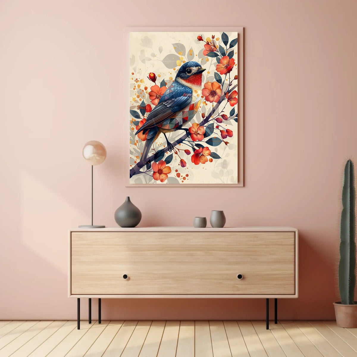 Vibrant Bird And Blossoms Poster