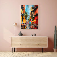 Vibrant Tropical Street Scene Impressionistic Artistic Poster