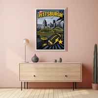 Pittsburgh Skyline and Symbols Poster PosterGoat
