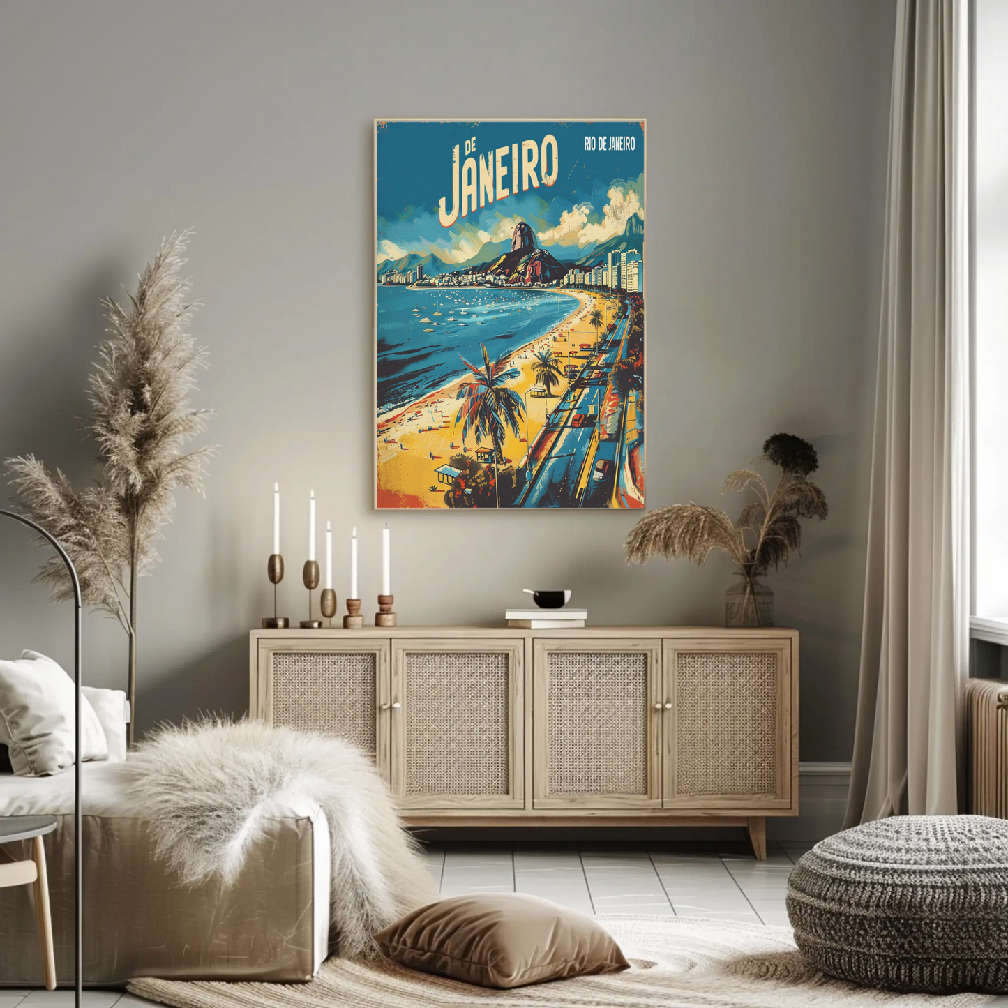 Rio De Janeiro Brazil Coastline Sugarloaf Beach Travel Poster