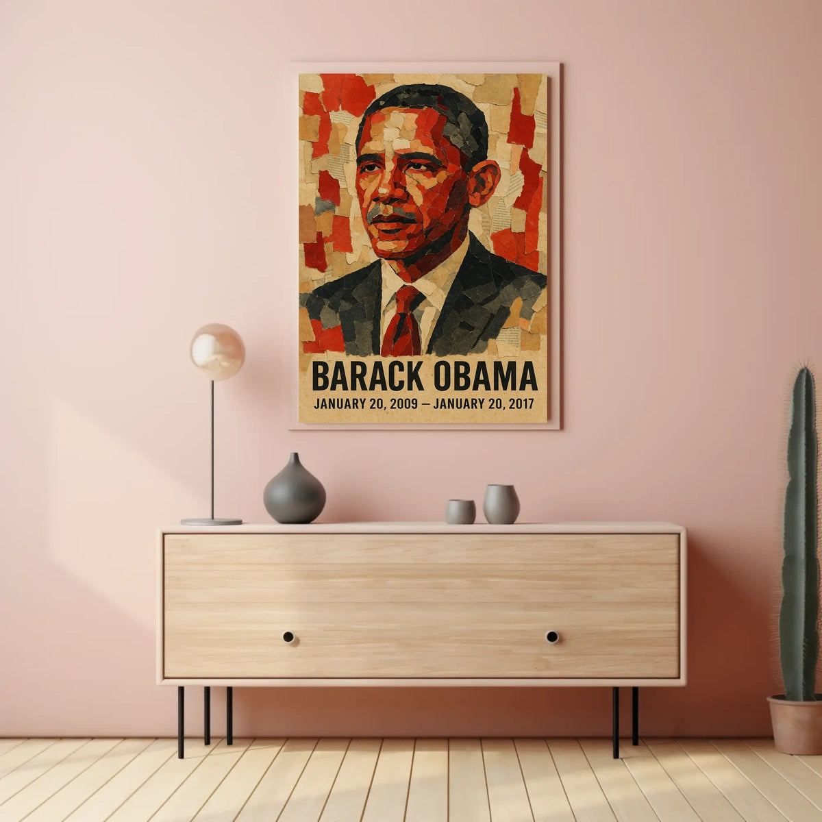 Barack Obama 44th President of the United States Layered paper Collage Poster