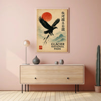 Vintage Glacier Park Poster with Japanese Artistic Flair