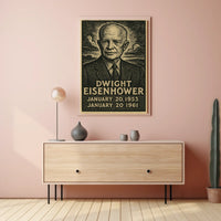 Dwight Eisenhower Vintage Linocut Portrait Poster
