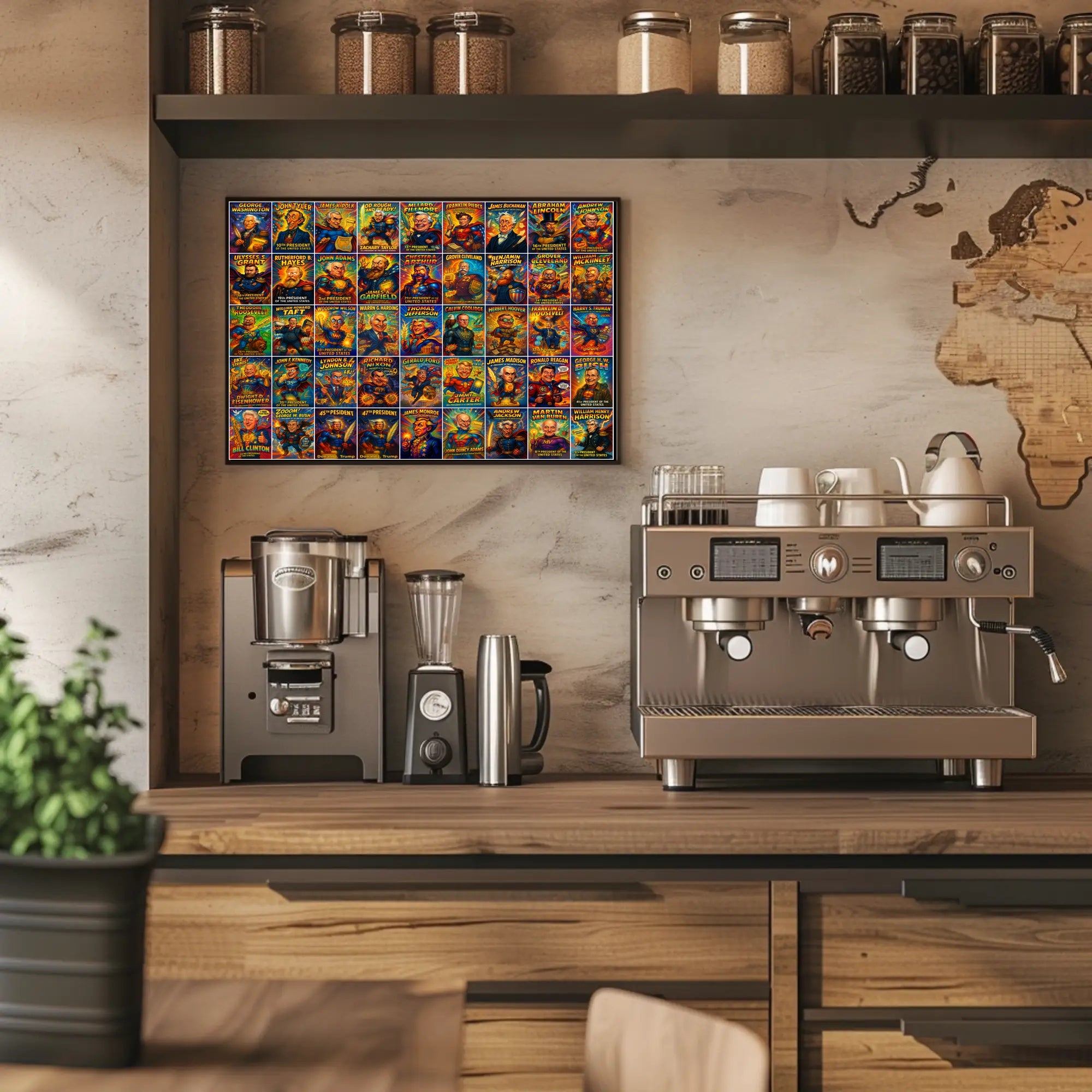 The Presidential Chronicles 45 Presidents Comic Style Poster PosterGoat