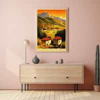 Serene Mountain Landscape at Sunset Poster