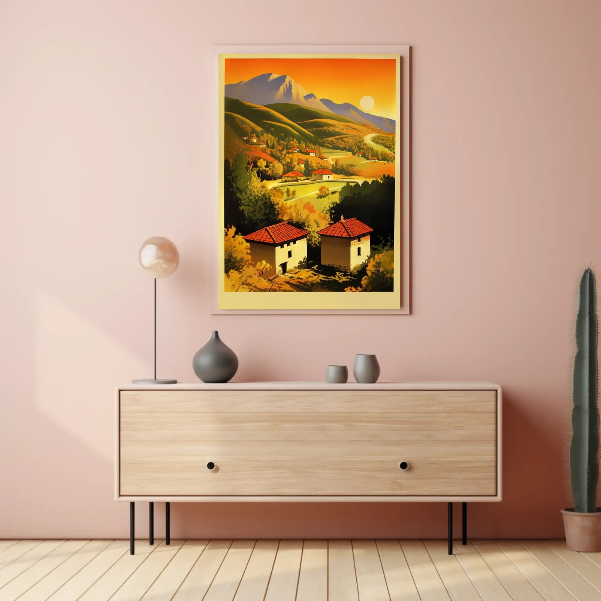 Serene Mountain Landscape at Sunset Poster